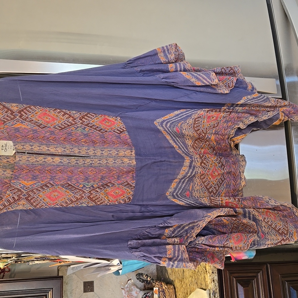 Free People One Purple Patterned Women's Blouse